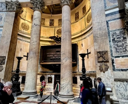 The tomb of Vittorio Emanuele II inside the Pantheon in Rome
