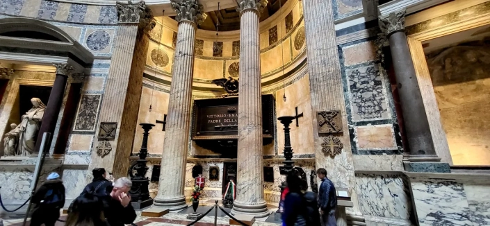 The tomb of Vittorio Emanuele II inside the Pantheon in Rome